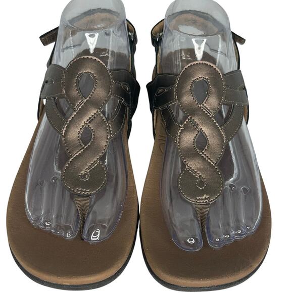 Rockport Ramona Sandals Size 8 Bronze Curvy T-Strap Bohochic Dressy Summer Shoes - Picture 1 of 8